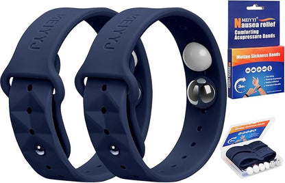 Morning Sickness Relief Wristbands Motion Sickness Bands for Adults Sea Sickness Wristbands for Cruise Travel Nausea Relief of Headaches, Insomnia, Anxiety and Queasinesss-Dark Blue