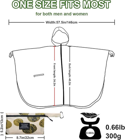 Hooded Rain Ponchos for Adult - Rain Coat and Rain Jacket with Waterproof Pocket and Zipper