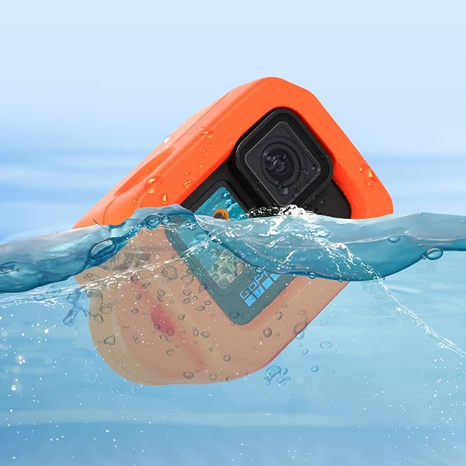 HSU Floaty Case for GoPro Hero 13/12/ 11/10/ 9 Black, Floating Case with Long Screw and Adhesive Anchors for Snorkeling, Surfing, Wakeboarding, GoPro Hero Accessories