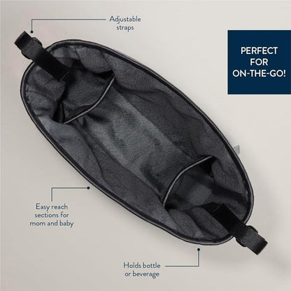 Itzy Ritzy Adjustable Stroller Caddy and Organizer Bag Featuring Front Zippered Pocket, 2 Built-In Interior Pockets & Adjustable Straps to Fit Nearly Any Stroller (Black)