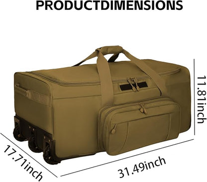 120L 3-Wheel Rolling Duffle Bag - Heavy Duty Military Deployment Bag, Durable Wheeled Duffle Luggage for Travel, Camping & Outdoor Adventures