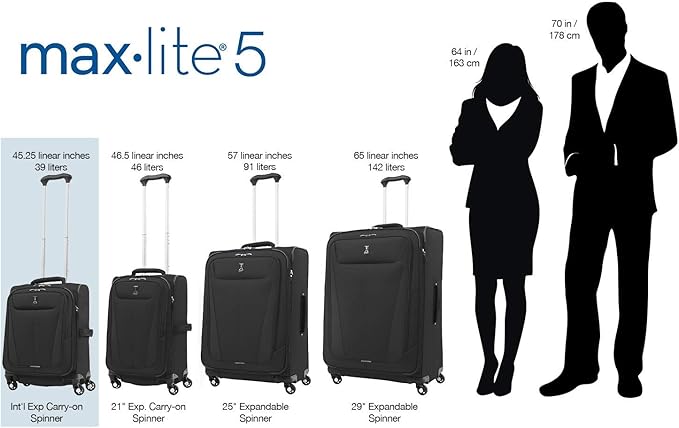 Travelpro Maxlite 5 Softside Expandable Carry on Luggage with 4 Spinner Wheels, Lightweight Suitcase, Men and Women, International, Dusty Rose Pink, Carry on 19-Inch