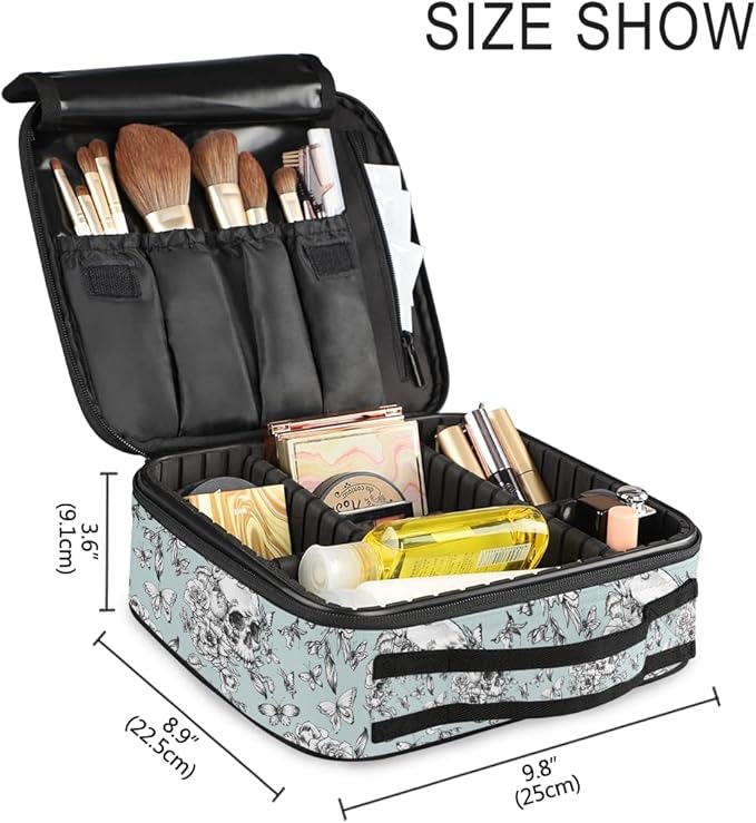 MNSRUU Women Makeup Bag Vintage Goth Skull Makeup Bag Organizer Travel Cosmetic Bag for Teenage Girl Clear Make Up Bags with Zipper