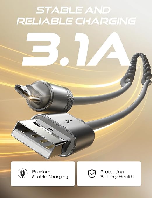 LISEN Coiled USB C Cable, 2 Pack for Android Auto & CarPlay Cable, Short USB A to USB C Cable Compatible with iPhone 17/16/15, Samsung Galaxy S25/S24/S23 A15/A14, Google Pixel 9/8, Space Gray 4+6FT