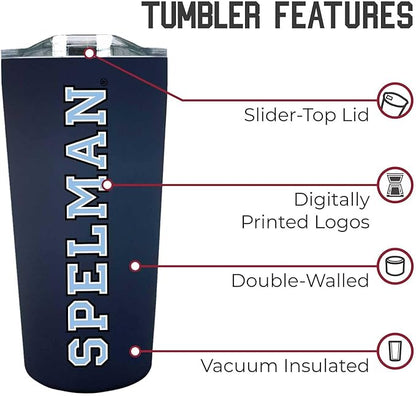 Campus Colors NCAA Stainless Steel Tumbler perfect for Gameday - 18 oz - Double Walled - Keeps Drinks Perfectly Insulated (Spelman College - Navy)