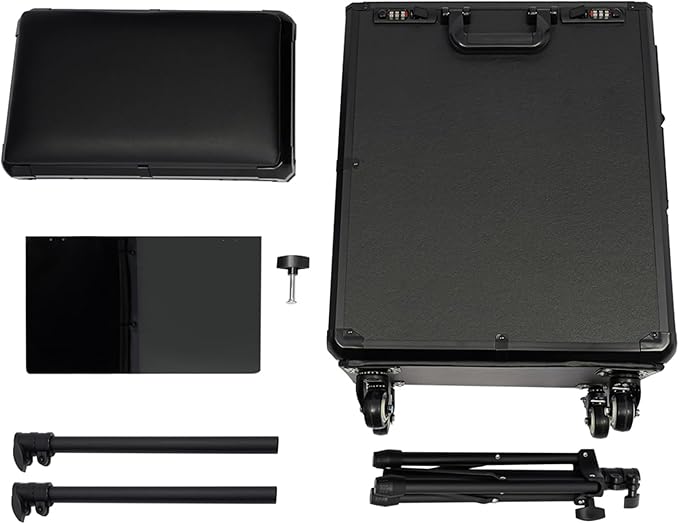 Rolling Makeup Train Case with Tattoo Armrest Stand, Tattoo Travel Case with 3 Drawers & Wheels, Portable Tattoo Station with Acrylic Panel for Makeup Artists, Estheticians & Crafters