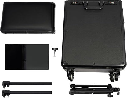 Rolling Makeup Train Case with Tattoo Armrest Stand, Tattoo Travel Case with 3 Drawers & Wheels, Portable Tattoo Station with Acrylic Panel for Makeup Artists, Estheticians & Crafters