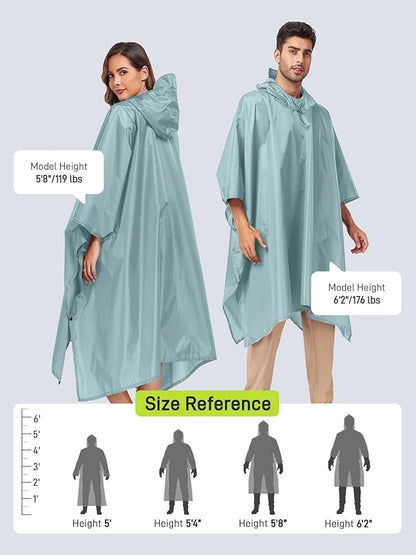 SaphiRose Hooded Rain Poncho Waterproof Raincoat Jacket for Men Women Adults