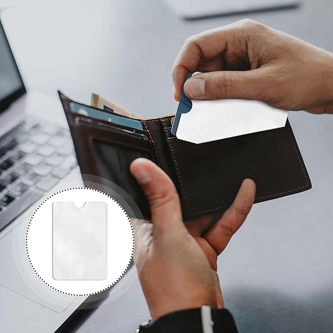 Owfeel RFID Blocking Secure Credit Card Sleeves Pack Of 50 Contactless Card Protection Holders Credit Card ID Anti Theft WaterProof Protector- Silver