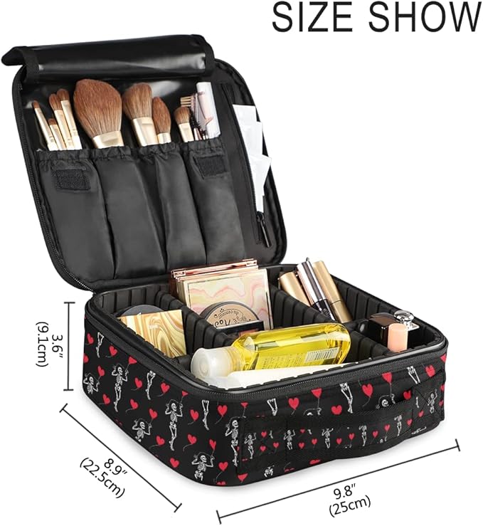 MNSRUU Women Makeup Bag Romantic Skull Gothic Makeup Bag Organizer Travel Cosmetic Bag for Teenage Girl Clear Make Up Bags with Zipper