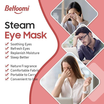 20 Packs Steam Eye Mask, Heated Eye Mask Warm Compress for Eyes, Disposable Self Heating Steam Mask Sleep, Spa, Travel Essentials & Relaxation Gifts for Women, Stocking Stuffers (Rose)
