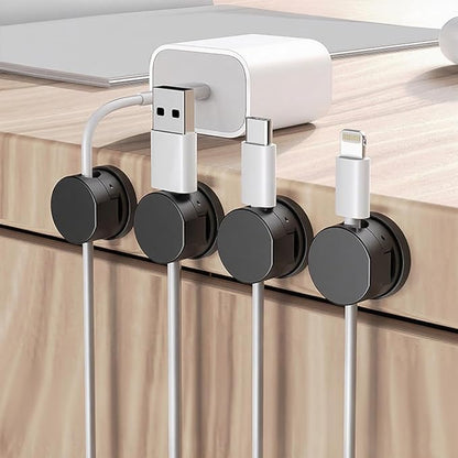 6-Pack Magnetic Cable Management Clips – Cord Organizer for Home, Office, Car & Desk, Keep Charging, USB & Headphone Cables Neat and Tangle-Free