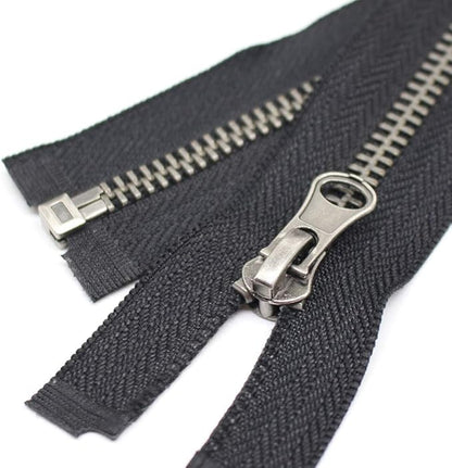 YaHoGa 2PCS #5 40 Inch Antique Silver Separating Jacket Zipper Gunmetal Metal Zippers for Jackets Sewing Coats Crafts (40" Anti-Silver)