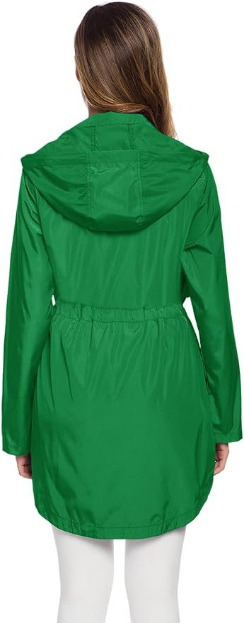 Avoogue Women's Long Raincoat with Hood Outdoor Lightweight Windbreaker Rain Jacket Waterproof