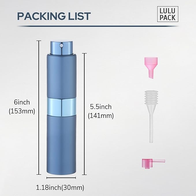 Perfume Atomizer Refillable Travel Bottle: Cologne Portable Sprayer for Men - Mini Spray Empty for Refill - 1oz Large Size Blue