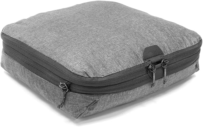 Peak Design Packing Cube, Charcoal, Weatherproof Luggage Cube with Dual Compartment Organization, Expansion and Compression, Zipper Opening, Travel Organizer for Men and Women, Size M
