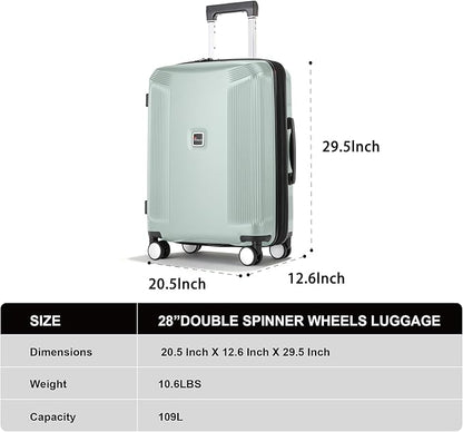 Luggage Sets 3 Piece, Lightweight Expandable PC Hardside Durable Suitcases with Spinner Wheels & TSA Lock, 20/24/28 Inch, Light Green