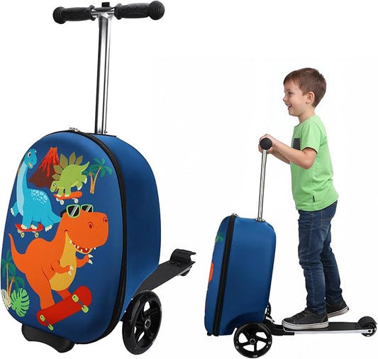 emissary Scooter Luggage for Kids – Ride-On Suitcase, Scooter Ride Luggage, Lightweight Carry-On Suitcase Kid Travel Bag (Blue)