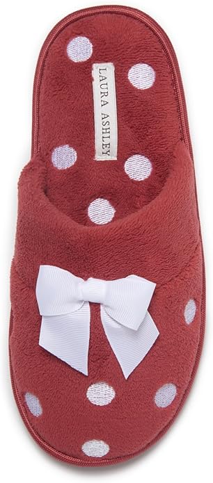 Laura Ashley Ladies Embroidered Soft Terry Scuff Slipper