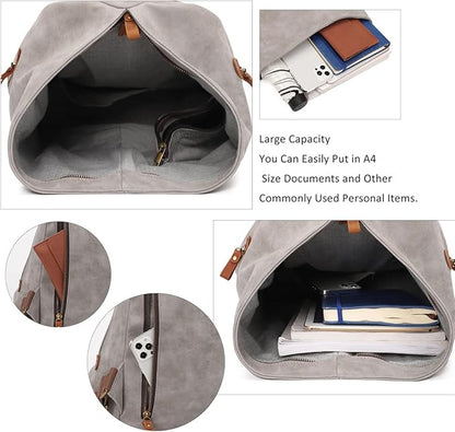 KL928 PU Leather Vintage Backpack – Large Casual Daypack Outdoor Travel Rucksack Hiking Backpacks for Men Women
