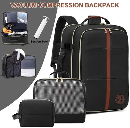 40L Travel Laptop Backpack for Women & Men, Airline Approved Carry On Luggage Overnight Bags, Waterproof Personal Item Bag, Weekender Essentials Backpacks Vacuum Backpack Black