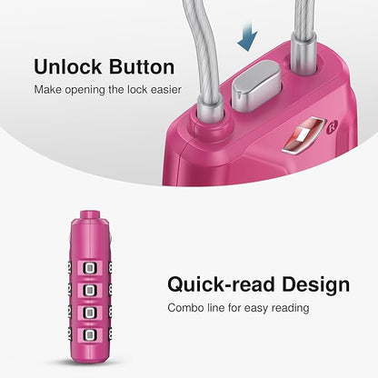 Puroma 2 Pack TSA Approved Luggage Locks, 4 Digit Combination Travel Locks Resettable Code Lock with Zinc Alloy Body for Suitcase, Toolbox, Backpack, Bag, Gym Locker (Basic Pink Dark)