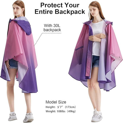 Rain Poncho Jacket Coat Hooded Zipper Style for Women/Men/Adult with Pocket