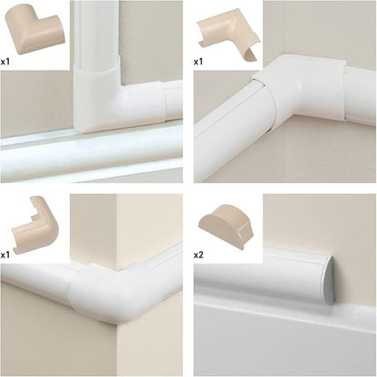 D-Line Large Cable Raceway Accessory Pack, Join 2in x 1in Cord Cover Lengths, 5 Accessories Included, Hide Cords Around a Variety of Angles - Beige