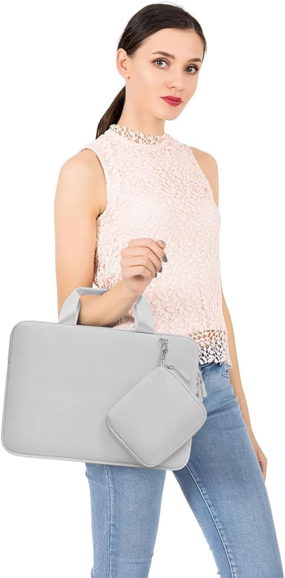 MOSISO Laptop Case 13.3 inch, 13-13.3 inch Laptop Sleeve Bag Compatible with MacBook Air/Pro 13 / Pro 14, HP Dell ASUS, Neoprene Carrying Computer Bag with Handle&Detachable Small Case, Gray