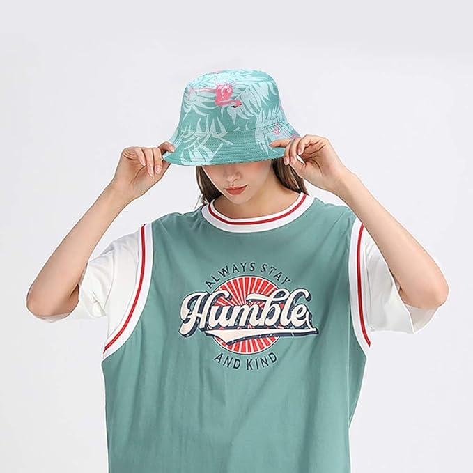 XYIYI Cute Bucket Hat Beach Fisherman Hats for Women, Reversible Double-Side-Wear