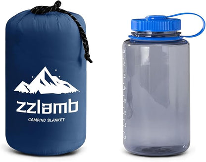zzlamb Camping Blanket, Compact Lightweight Soft Puffy Blanket Water-Repellent, Packable Warm Quilt Down Alternative Picnic Hiking Backpacking Beach Travel RV Airplane Couch Car