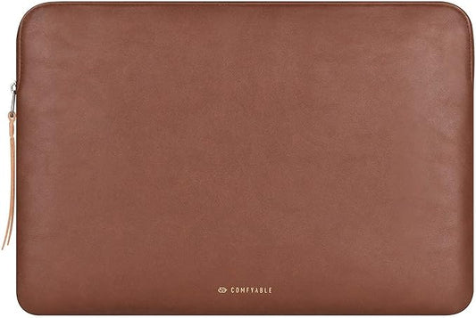 Comfyable Slim Laptop Sleeve Compatible with 13 Inch MacBook Air 13 in M4 M3 M2 M1, 13" MacBook Pro, PU Leather Bag Water-Resistant Cover Case, Brown