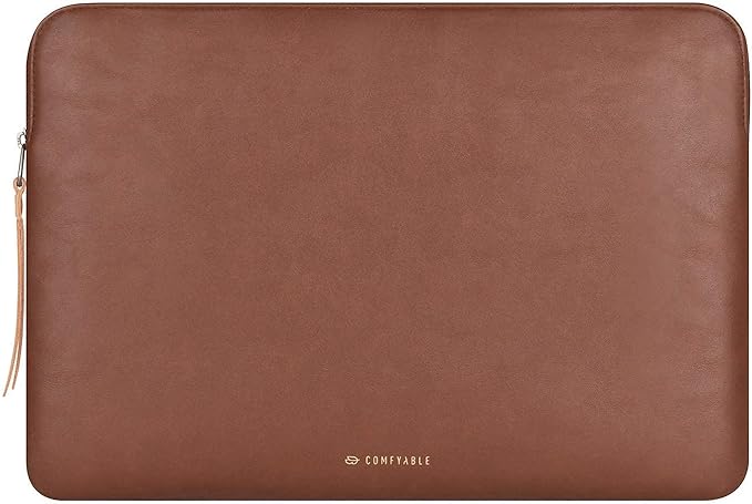 Comfyable Slim Protective Laptop Sleeve 15 Inch 14 Inch, PU Leather Bag Compatible with 15" MacBook Air (Snug Fit) M4 2025 & 14" MacBook Pro M4 (Loose Fit), Computer Case for Mac, Brown