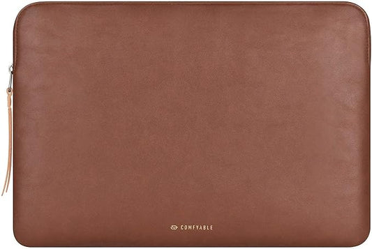 Comfyable Slim Protective Laptop Sleeve 15 Inch 14 Inch, PU Leather Bag Compatible with 15" MacBook Air (Snug Fit) M4 2025 & 14" MacBook Pro M4 (Loose Fit), Computer Case for Mac, Brown