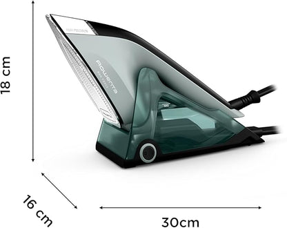 Rowenta 2-in-1 Duo Force Iron and Steamer for Clothes, 1700W Steam Iron, Stainless Steel Soleplate, Ultra-Lightweight, Detachable 13.5-oz Water Tank, Clothes Steamer, Anti-Drip, Black & Green, JR4030