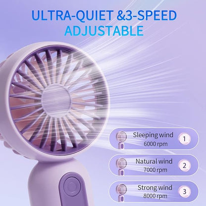 Mini Portable Fan 6 Pack, Cute Handheld Fan Battery Operated Lightweight Small Personal Fans with 3 Speeds and USB Rechargeable Eyelash Fans for Women Men Office Outdoor Travel Camping