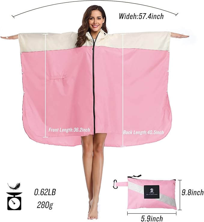 SaphiRose Unisex Rain Poncho Waterproof Raincoat Hooded for Adults Women with Pockets