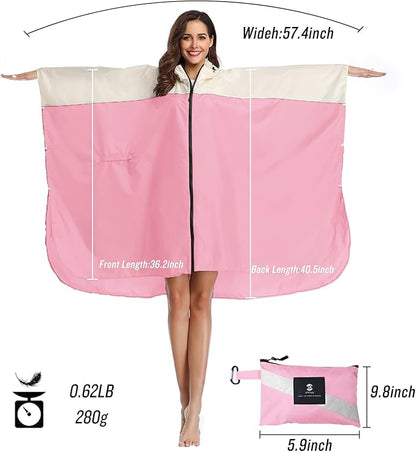 SaphiRose Unisex Rain Poncho Waterproof Raincoat Hooded for Adults Women with Pockets