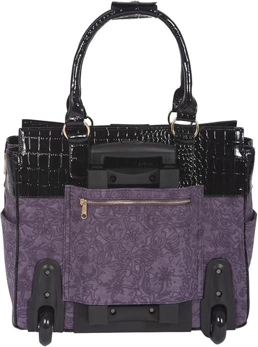 JKM and Company Alligator Compatible With Computer iPad, Laptop Tablet Rolling Tote Bag Briefcase Carryall Bag