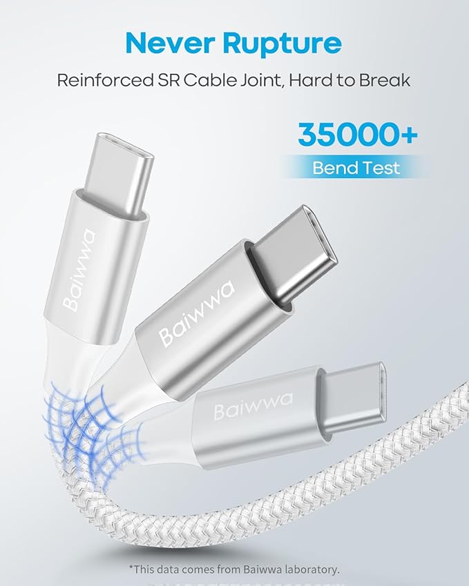 Extra Long White USB C Cable 20ft, USB A to Type C Cable Charger Cord Premium Nylon Braided for iPhone 16 15 Series Samsung Galaxy Note Tab, Moto, LG, Pixel and More USB C Smartphone & Tablet