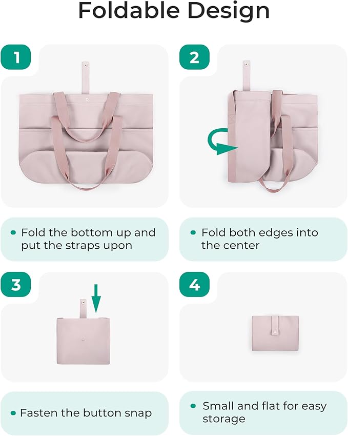 BAGSMART Tote Bag for Women, Foldable Tote Bag With Zipper Travel Large Shoulder Bag Handbag for Work-16.5''l X 6''wx 14''h