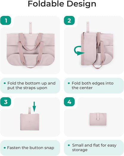 BAGSMART Tote Bag for Women, Foldable Tote Bag With Zipper Travel Large Shoulder Bag Handbag for Work-16.5''l X 6''wx 14''h