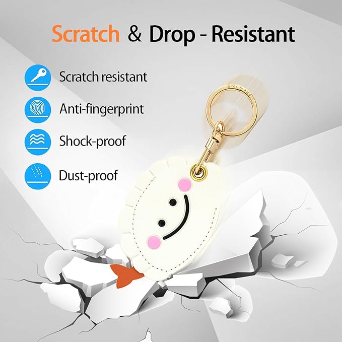 Leather Keychain Case Holder Compatible with Apple AirTag, GPS Airtag Keychain Finder Tracker with Key Ring, Anti-Scratch Protective Air Tag Cover