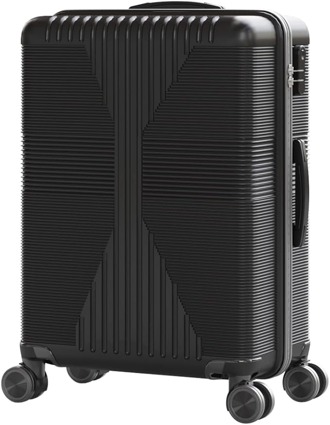 Karl home Hardshell Carry On Luggage with Spinner Wheels, Lightweight PP Hardside Small Suitcase with Built-in Lock & Smooth Zipper, 22 Inch Airline Approved, Black