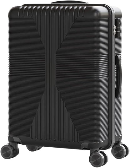 Karl home Hardshell Carry On Luggage with Spinner Wheels, Lightweight PP Hardside Small Suitcase with Built-in Lock & Smooth Zipper, 22 Inch Airline Approved, Black