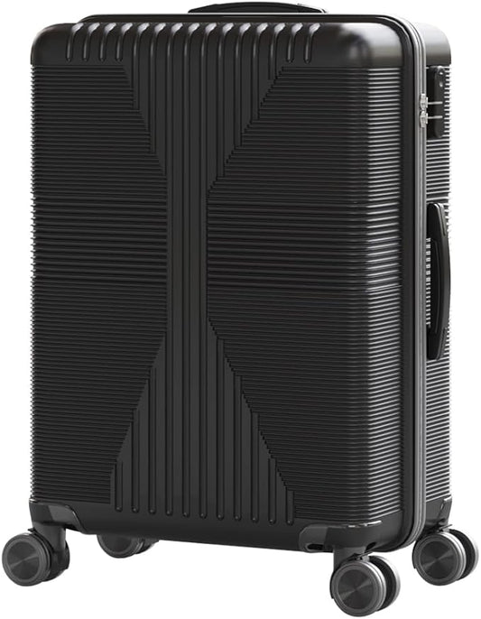 Karl home Hardshell Carry On Luggage with Spinner Wheels, Lightweight PP Hardside Small Suitcase with Built-in Lock & Smooth Zipper, 22 Inch Airline Approved, Black