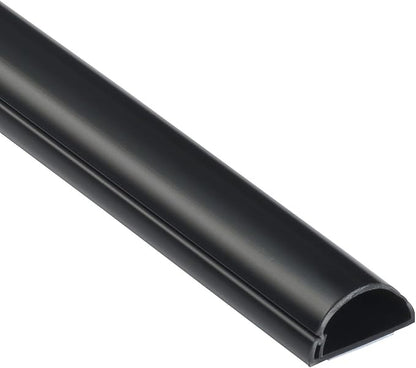 D-Line Half Round Cord Hider, Patented Cable Cover, Hide TV Wall Mount Wires, Raceway for Cords, Decorative Wire Covers, Paintable, Adhesive Cable Concealer - 1x 1.18in W x 0.59in H x 39in L - Black