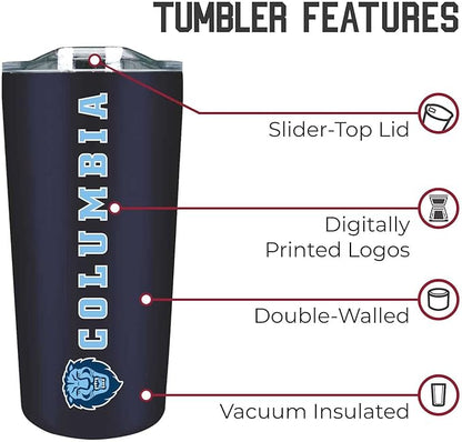 Campus Colors NCAA Stainless Steel Tumbler perfect for Gameday - 18 oz - Double Walled - Keeps Drinks Perfectly Insulated (Columbia Lions - Navy)