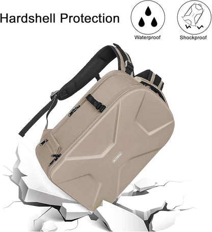 MOSISO Camera Backpack,DSLR/SLR/Mirrorless Photography Camera Bag Full Open Waterproof Hardshell Bag with Insert&Tripod Holder&Laptop Compartment Compatible with Canon/Nikon/Sony, Camel
