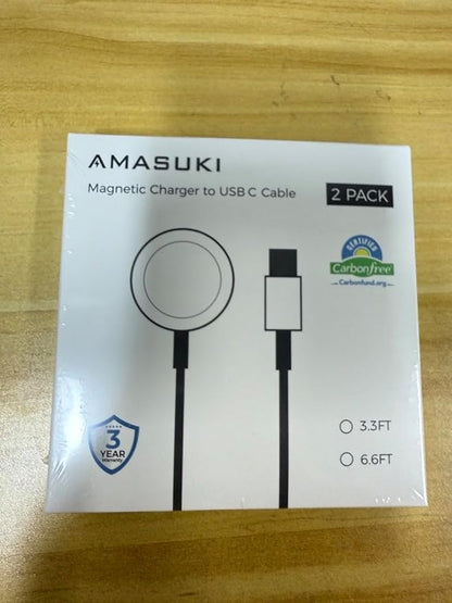 𝟐𝟎𝟐𝟓 𝐔𝐩𝐠𝐫𝐚𝐝𝐞𝐝 𝐔𝐒𝐁 𝐂 for Apple Watch Charger Magnetic iWatch Charger Wireless Portable Compatible with iWatch Ultra2 Ultra Series 11/10/9/8/7/6/SE/SE2/5/4/3/2/1-[3.3FT/2Pack]